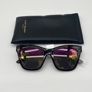 KURT GEIGER NWT Sunglasses, Cat Eye 53mm, Havana Crystal Purple / Rainbow